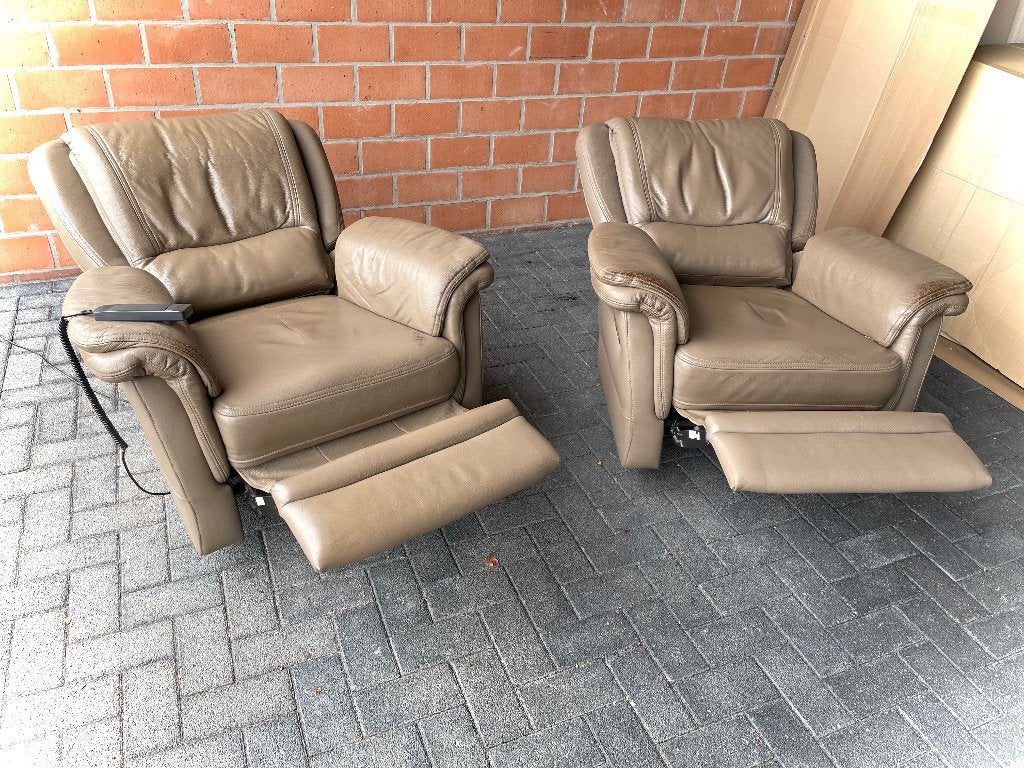 2 leder relax zetels / goede staat / SETPRIJS, Ophalen, Gebruikt, Leer