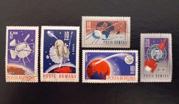 Lot of 5 Romania CTO stamps - space, Verzenden