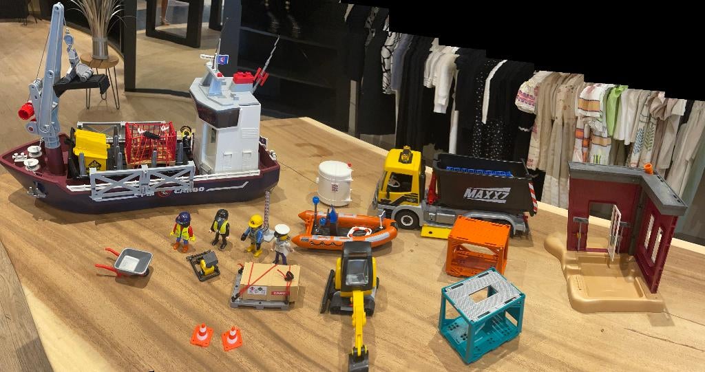 Grote playmobil haven/bouwplaats set, Enlèvement, Comme neuf, Ensemble complet