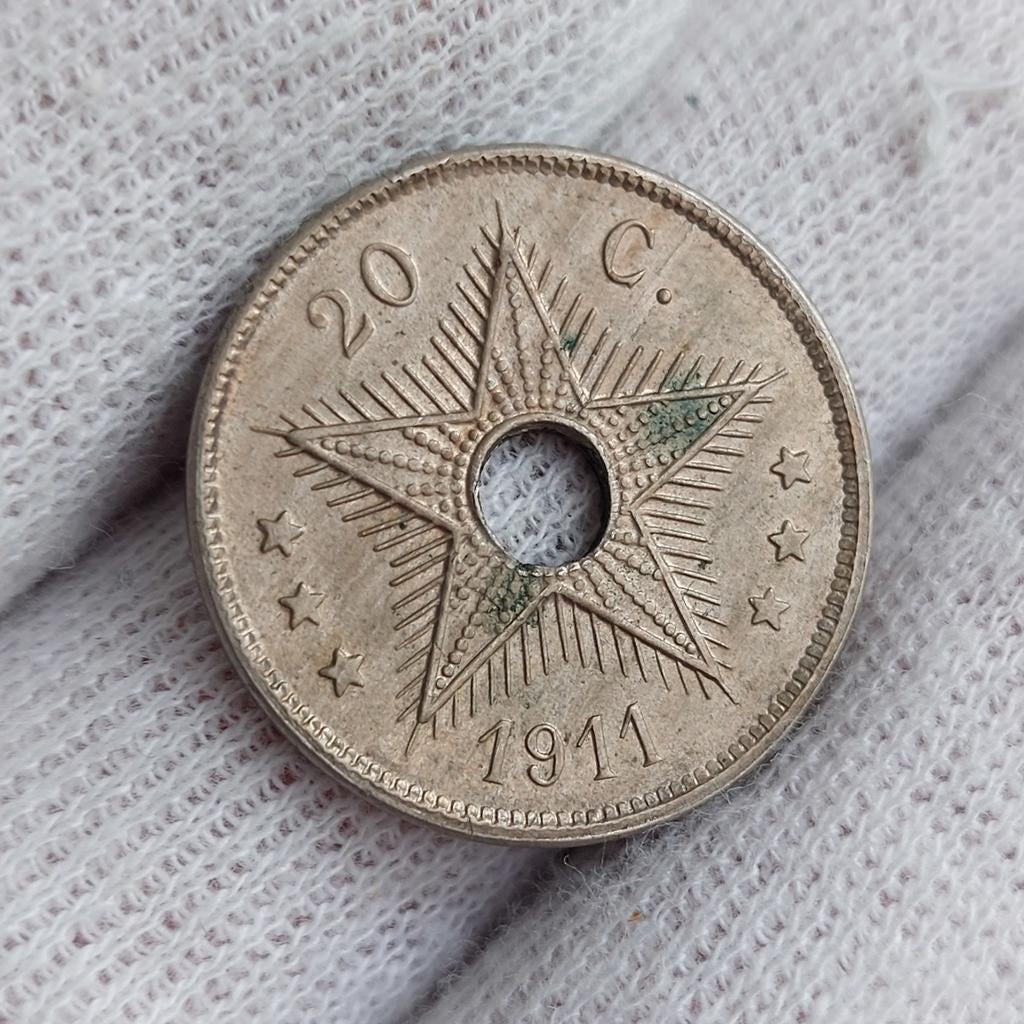 Piece de monnaie / Congo Belge / 20 Centimes / 1911 / UNC, Enlèvement ou Envoi, Monnaie en vrac