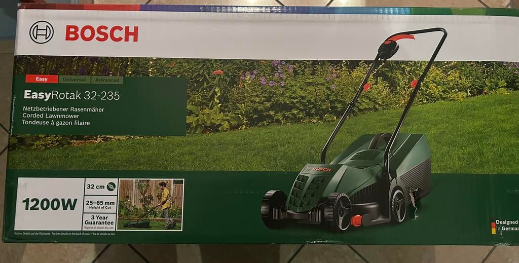Tondeuse Bosch neuve avec 2 ans garantie, Elektrische grasmaaier, Nieuw, Ophalen of Verzenden, Opvangbak