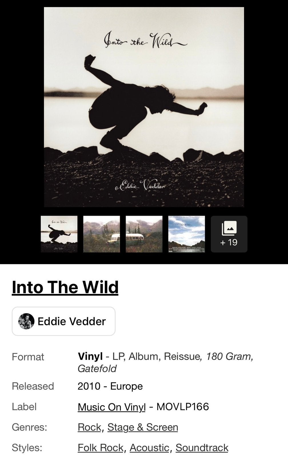 Vinyle Into the Wild Eddie Vedder, Ophalen, Gebruikt