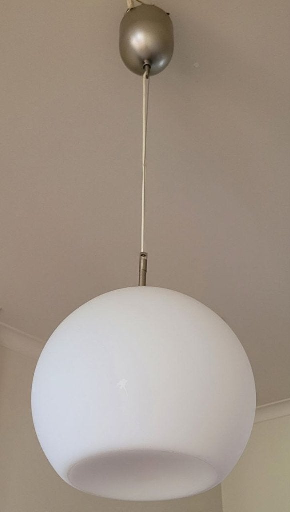 Hanglampen 1 ronde en 2 kegelvormige, Ophalen, Gebruikt, Glas