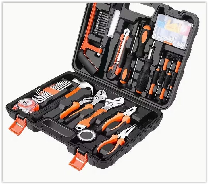 102pièces NOUVEAU Kit d'outils pour la maison avec boîte, Enlèvement ou Envoi, Neuf