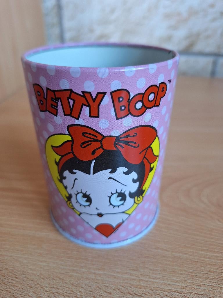 Betty Boop pennenhouder of metalen bidon 1998 gesigneerd, Verzamelen, Ophalen of Verzenden, Nieuw, Mens