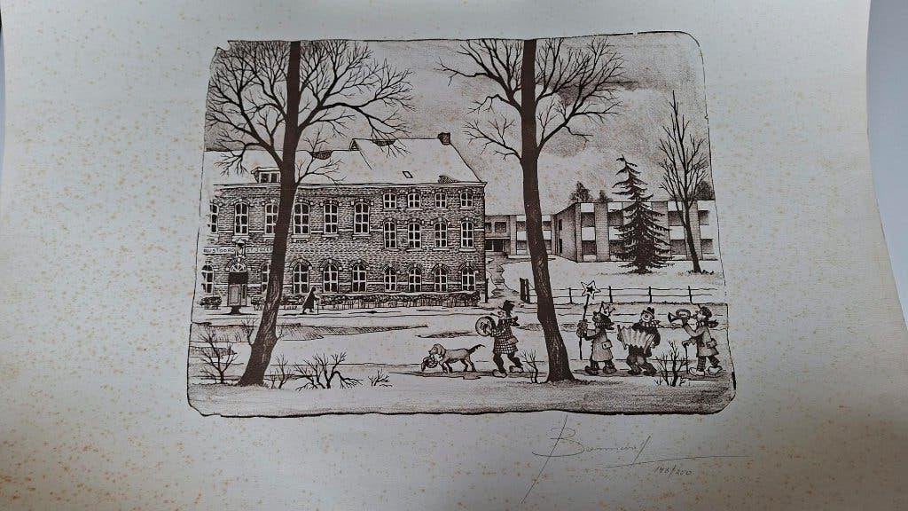 topografische ets litho van st jozef rustoord, Antiek en Kunst, Architectuur, Ophalen of Verzenden, 54 cm, 73 cm