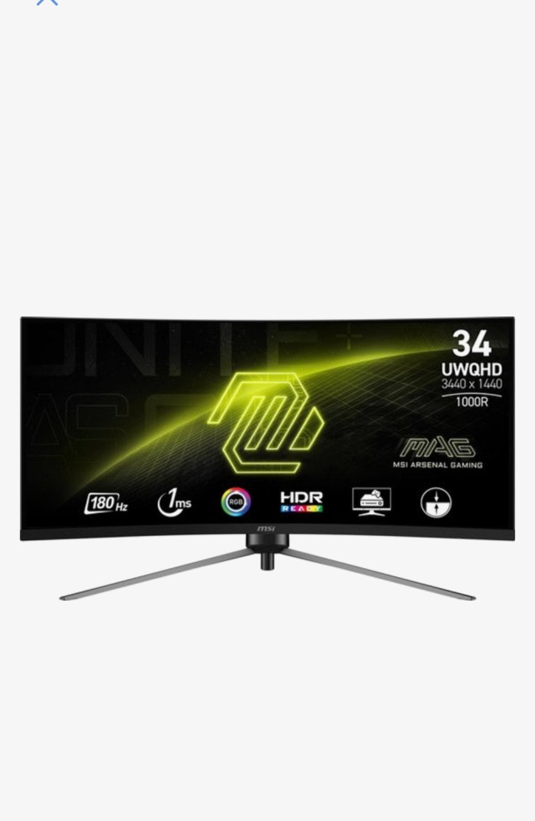 MSI Ultrawide monitor - 180Hz - 34 inch, Zo goed als nieuw, 1 tot 2 ms, 151 t/m 200 Hz, Ultrawide