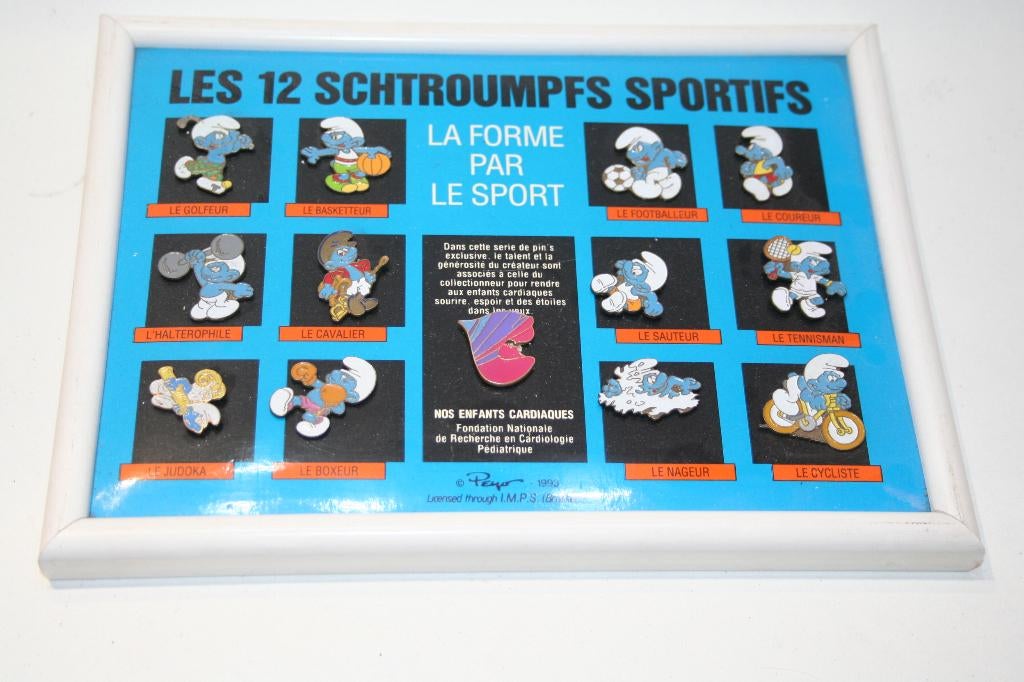 Les 12 schtroumpf sportif cadres pins comme neuf, Enlèvement ou Envoi, Comme neuf, Différents Schtroumpfs