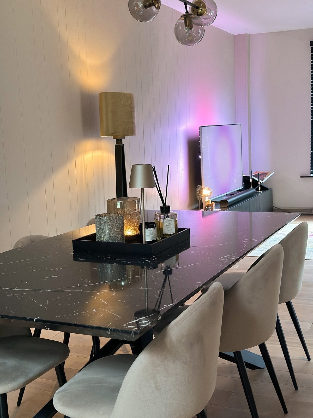 Table noire, Maison & Meubles, Marblelook, 100 à 150 cm, Enlèvement, Utilisé