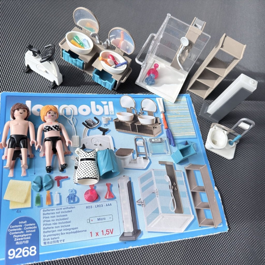 Playmobil 9268 City Life Salle de bain douche vélo complet, Gebruikt, Gebouw, Complete set, Ophalen of Verzenden