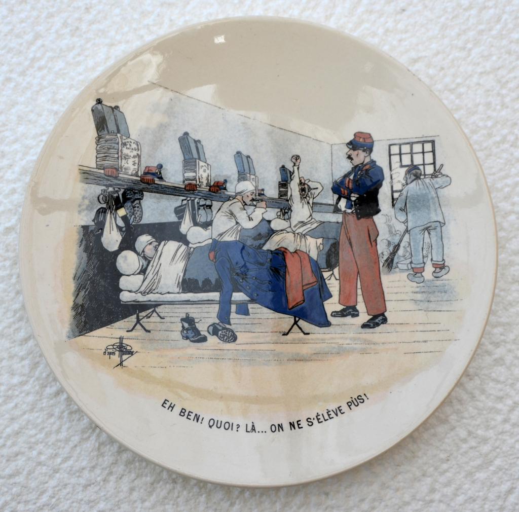 Souvenir bord 14-18 Frans, WOI humor. EH BEN! QUOI? Zg, Verzamelen, Ophalen of Verzenden, Landmacht, Kunstobject