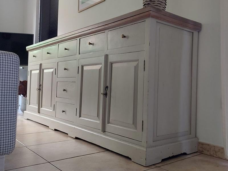 Dressoir Massief Teak Landelijk, Teck, 25 à 50 cm, 200 cm ou plus, Avec tablette(s)