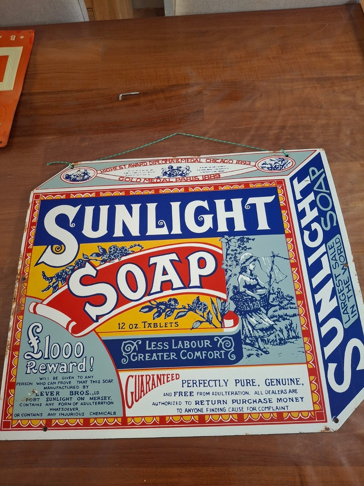 Assiette en émail Sunlight, 1960, Enlèvement ou Envoi, Utilisé, Panneau publicitaire