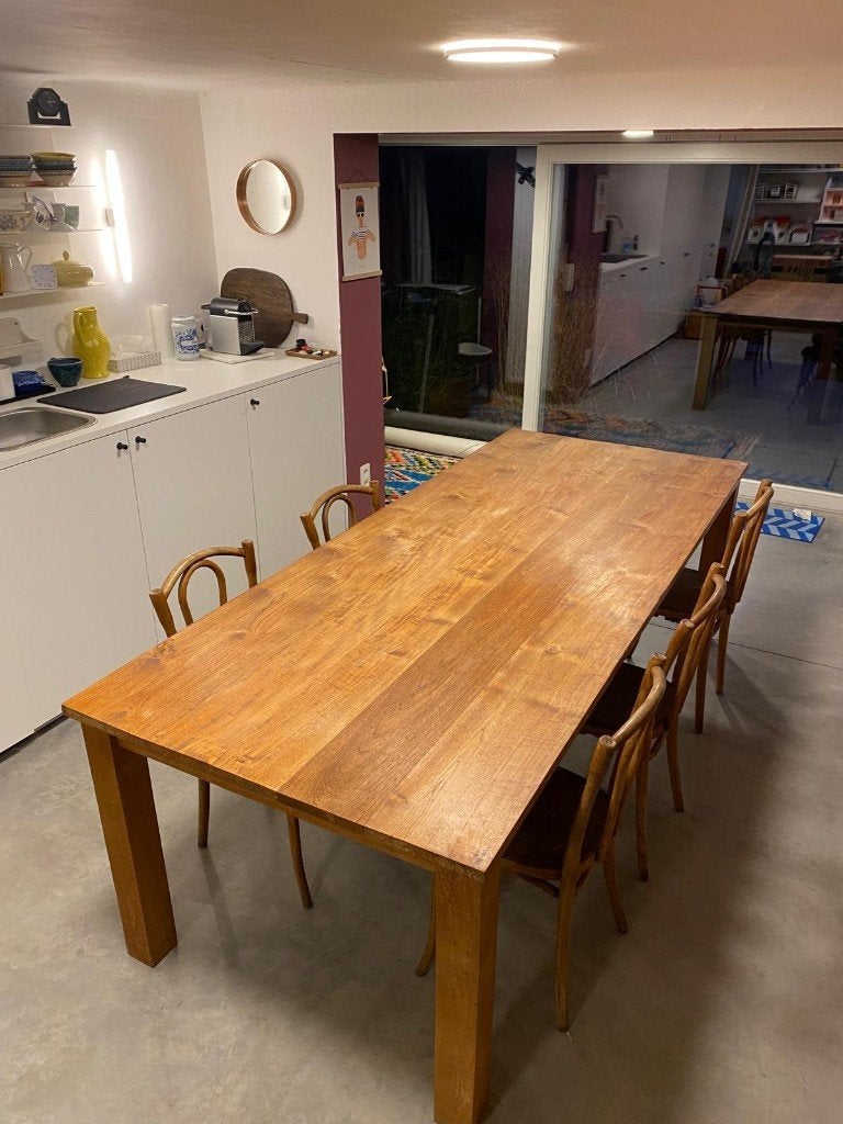 Eettafel teak, Ophalen, Gebruikt, Teakhout, 200 cm of meer