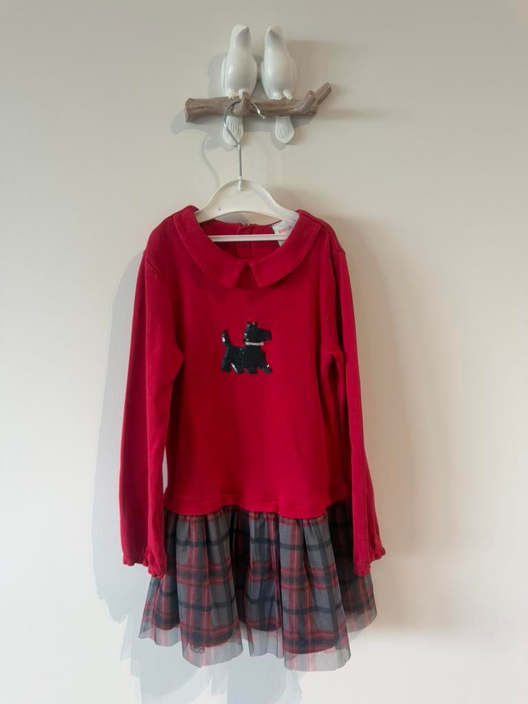 Rode Boboli jurk met hondje maat 5jaar, Envoi, Comme neuf, Fille, Robe ou Jupe