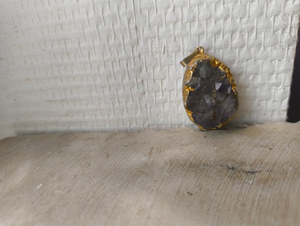 Prachtige Handgemaakte Amethist Druzy Hanger (Verguld), Ophalen, Gebruikt