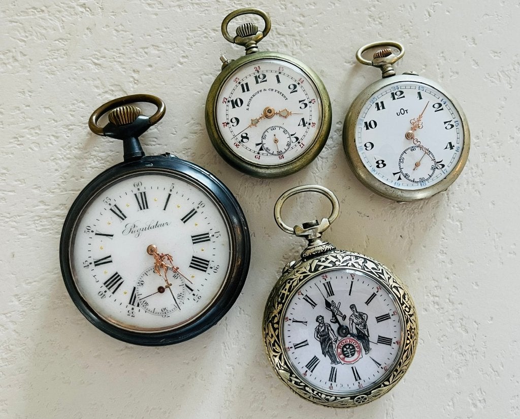 Lot 4x zakhorloge - Roskopf etc., Handtassen en Accessoires, Overige merken, Overige materialen, Zakhorloge, 1900 tot 1930
