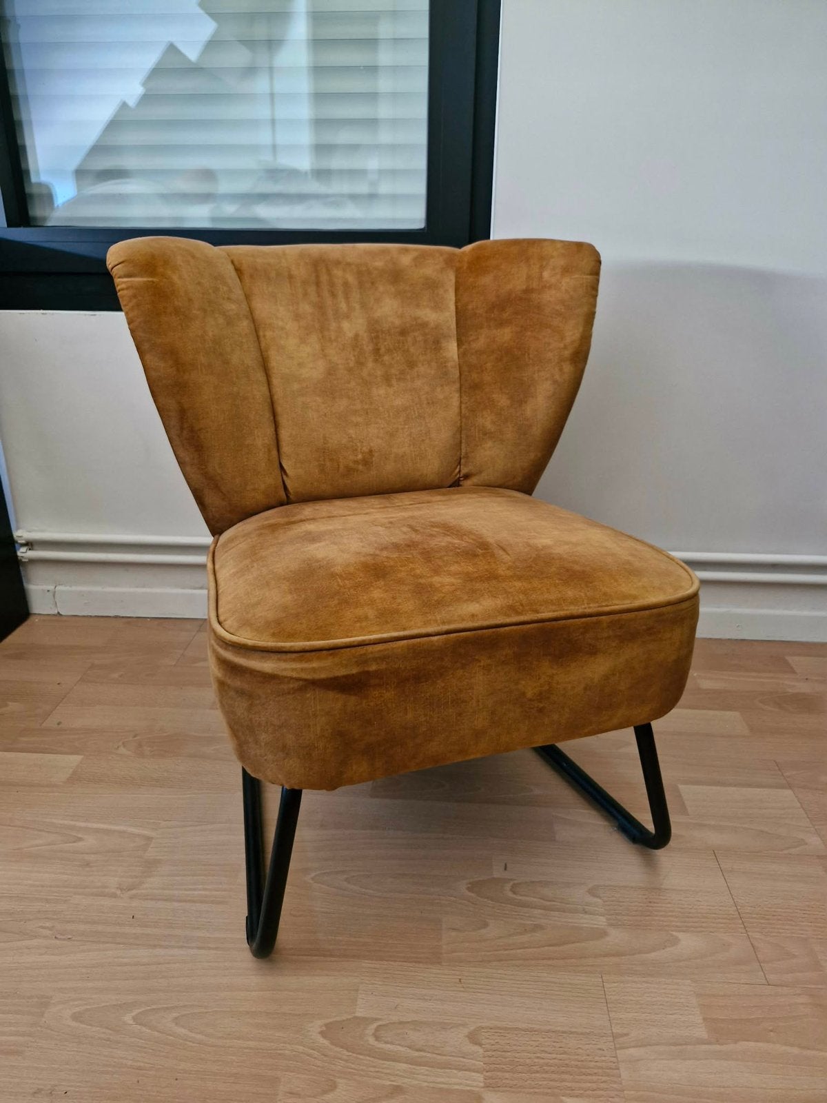 Vintage cognackleurige fauteuil, Ophalen, Zo goed als nieuw, Hout