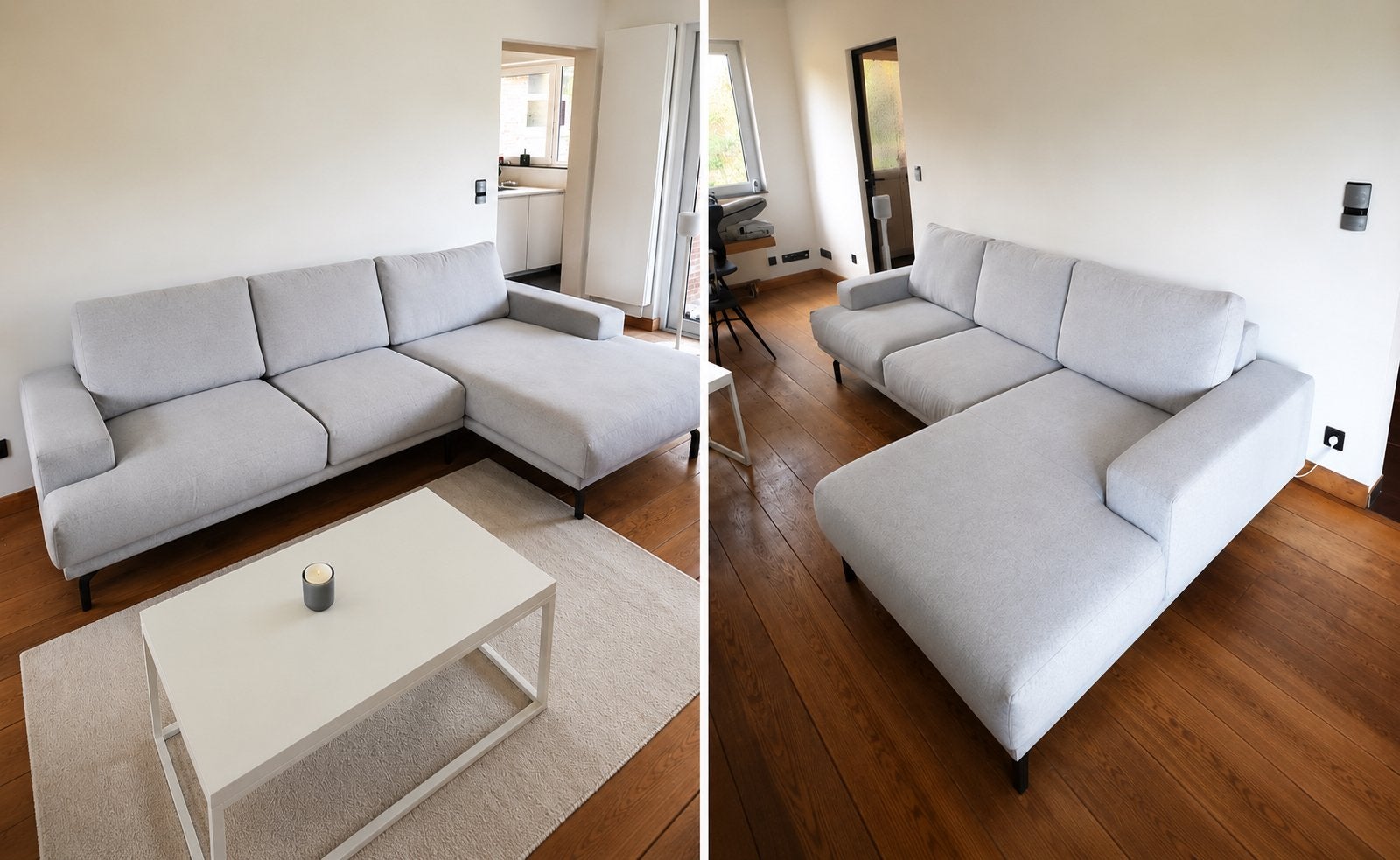 Scandinavische hoekzetel 3m – Lichtgrijs, 75 à 100 cm, 250 à 300 cm, Banc d'angle, Quatre personnes ou plus