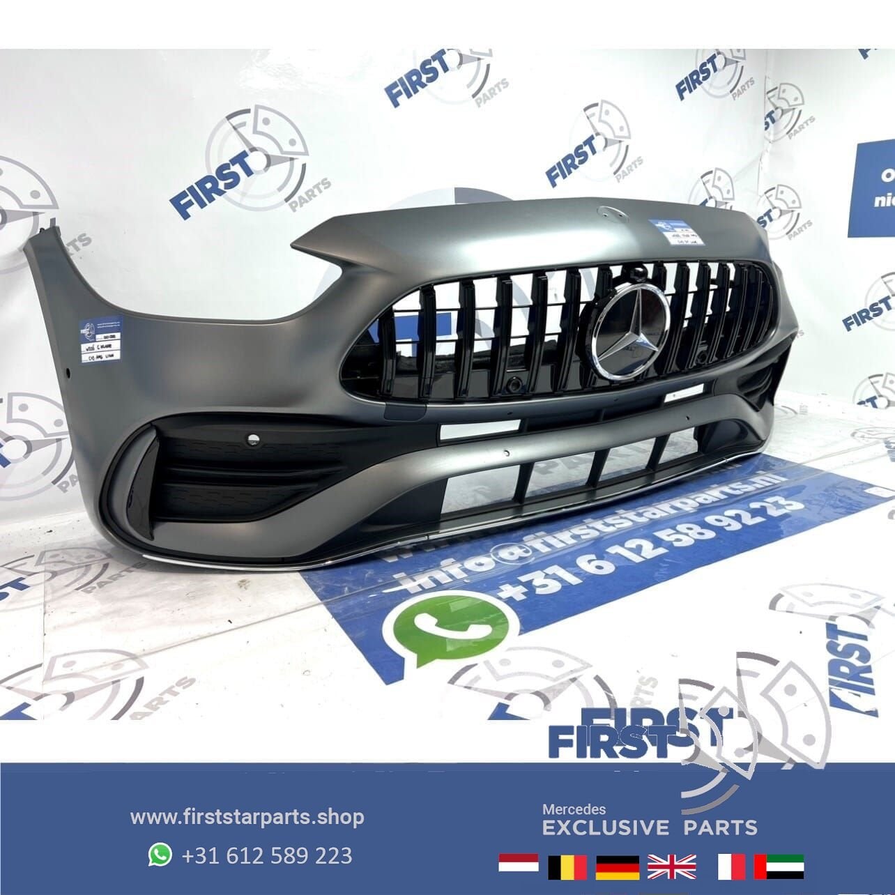 W206 AMG LINE BUMPER C KLASSE A2068858401 C43 VOORBUMPER + G, Gebruikt, -, Voor, Ophalen of Verzenden