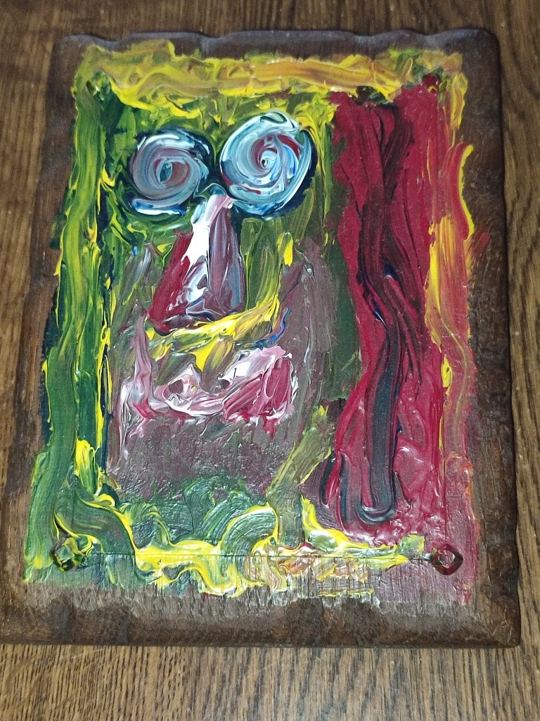 Vintage schilderijtje - Karel Appel stijl, Ophalen of Verzenden, Olieverf