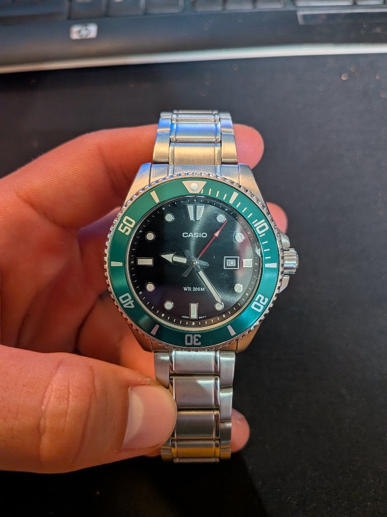 Casio MDV-107D-3AVEF, Handtassen en Accessoires, Horloges | Heren, Gebruikt, Staal, Polshorloge, Ophalen of Verzenden