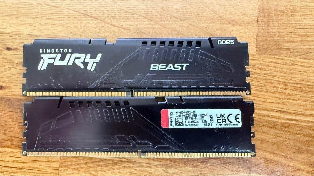 Kingston fury beast KF552C40BBK2-32 32GB DDR5 (2*16gb), Computers en Software, RAM geheugen, Ophalen, 32 GB, Zo goed als nieuw