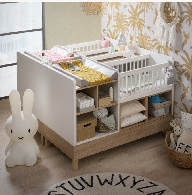 Lit bébé jumeaux évolutif avec rangements, Enlèvement, Comme neuf, Autres types