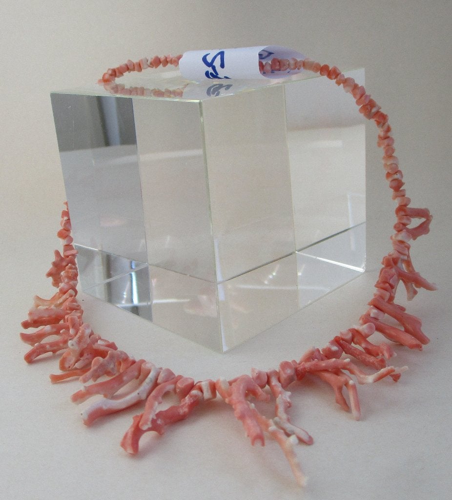K3-6 Koraal Ketting-Takjes-Licht Rose 41cm., Envoi, Autres matériaux, Collier