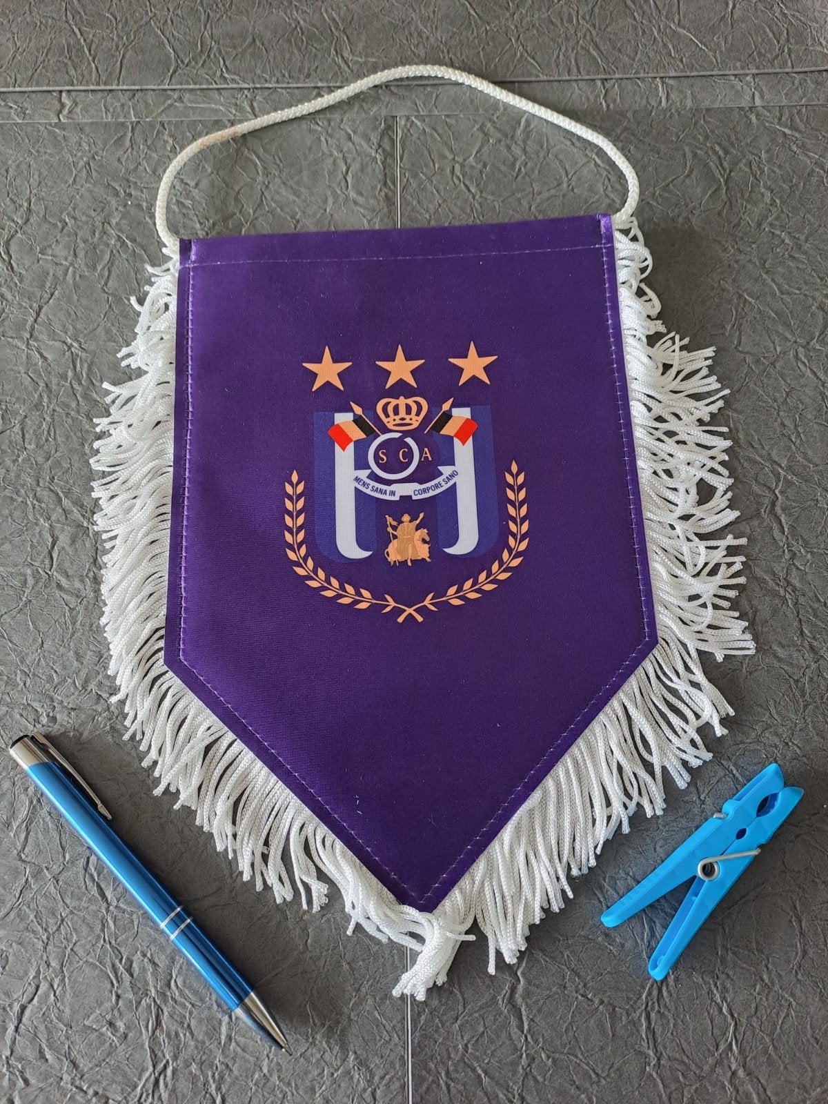 Fanion de football double face Anderlecht RSC, Collections, Enlèvement ou Envoi