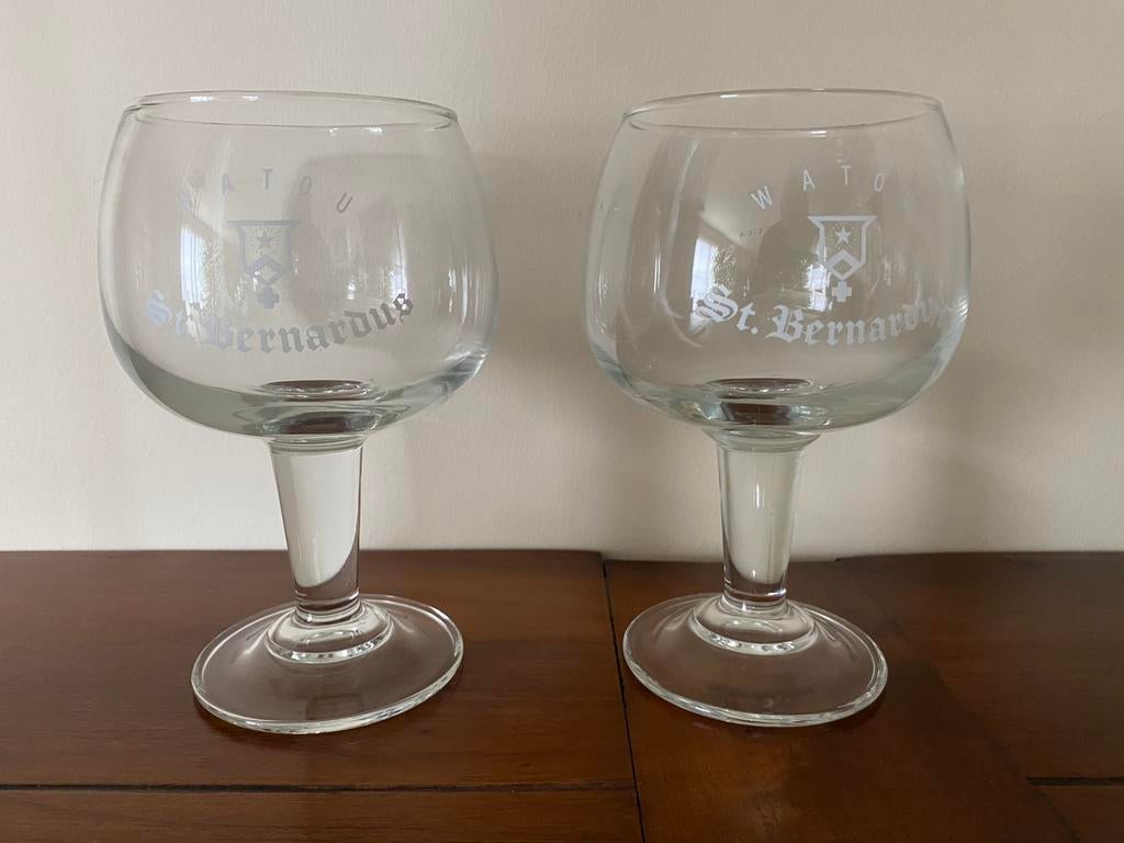 2 bierglazen St-Bernardus Watou, Verzamelen, Glas en Drinkglazen, Ophalen, Zo goed als nieuw, Bierglas