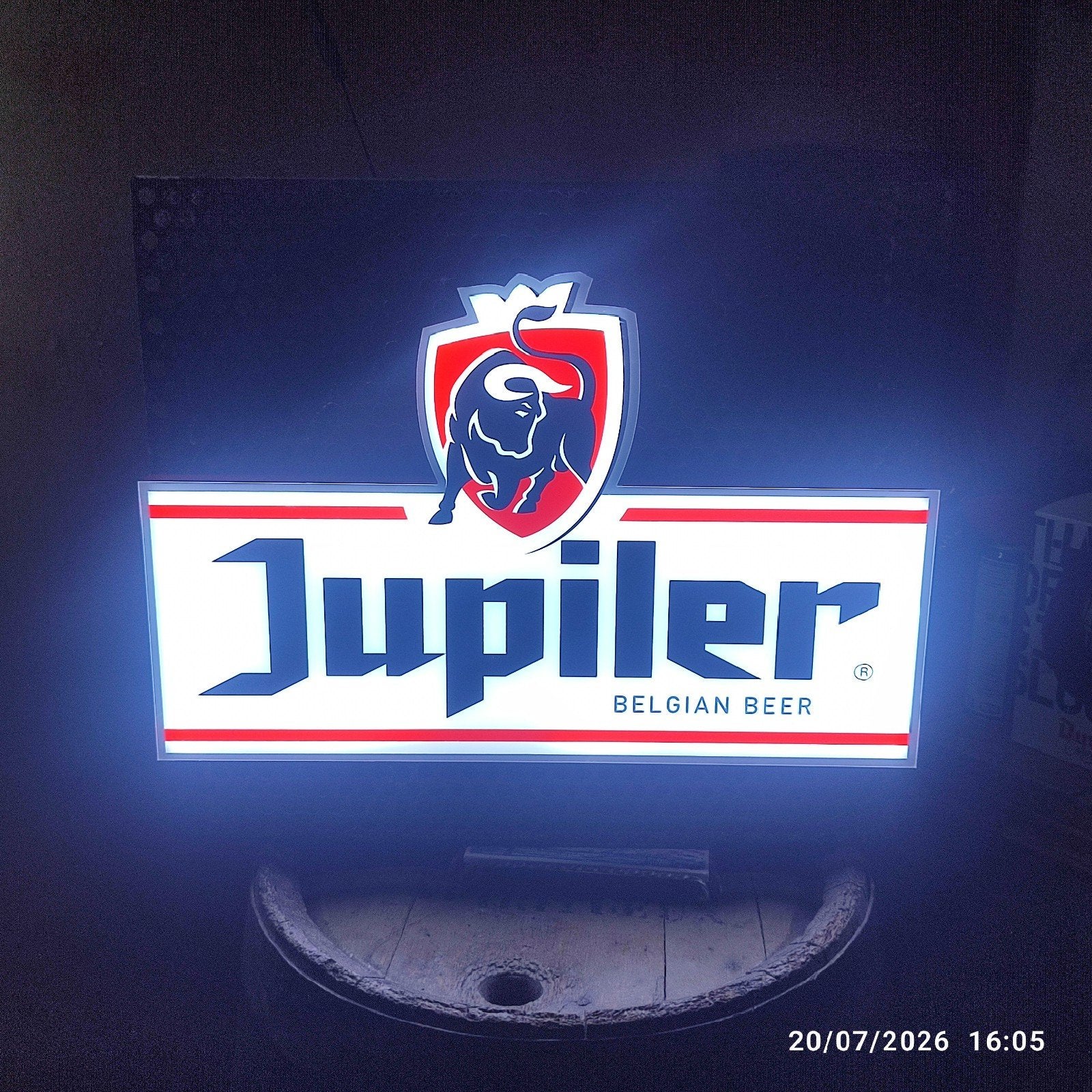Enseigne lumineuse JUPILER ., Collections, Marques de bière, Enlèvement, Comme neuf, Panneau, Plaque ou Plaquette publicitaire