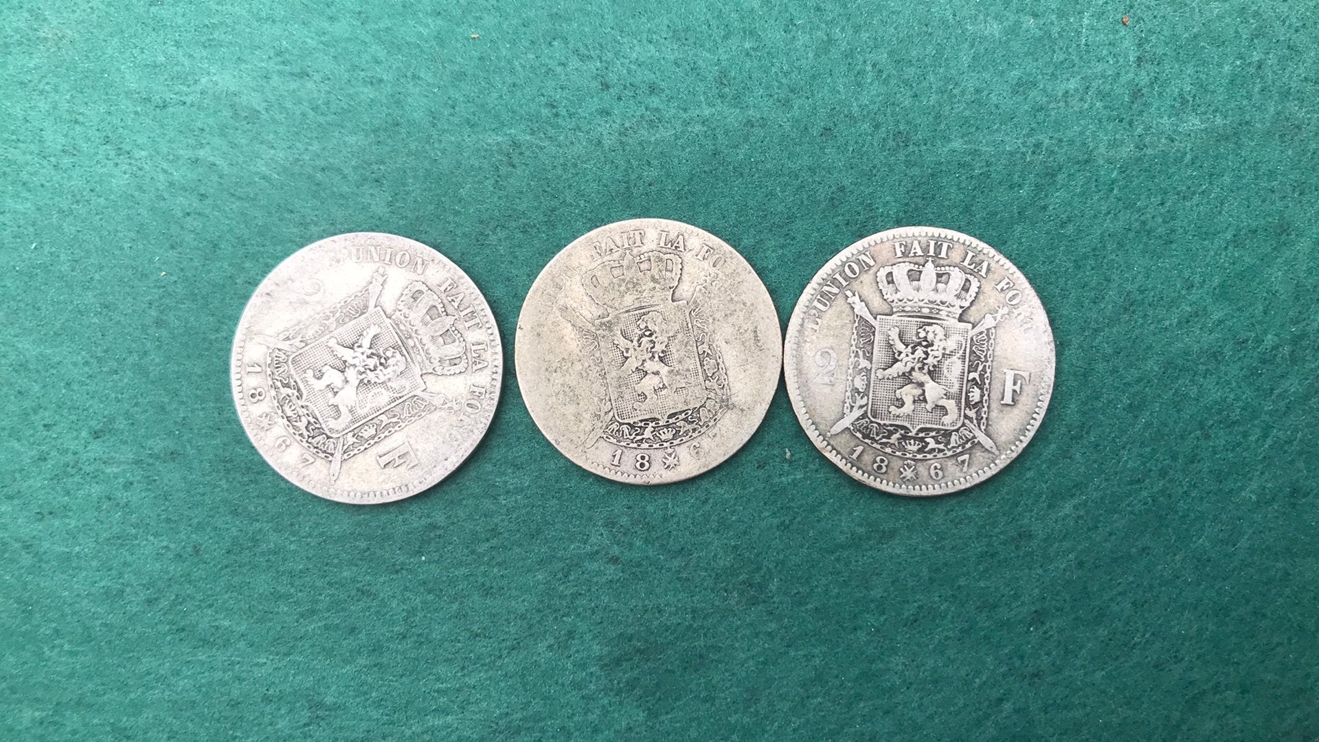 3 munten 2frank 1867 leopold 2, Enlèvement