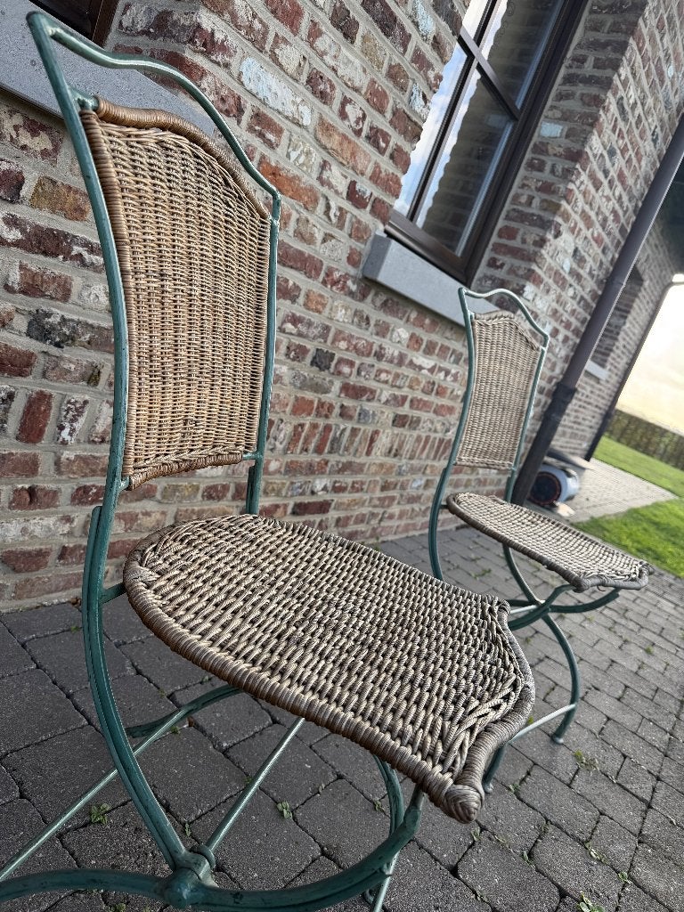 2 chaises bistrot parisien PLIANTES – Métal vert – 49 €, Jardin & Terrasse, Enlèvement, Utilisé, Métal, Pliant