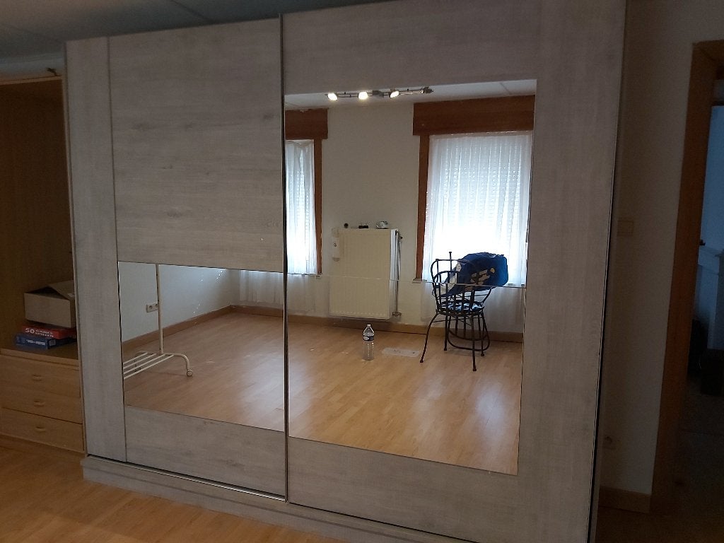 Grande armoire garde-robe portes coulissantes avec miroirs, Ophalen, Gebruikt, 200 cm of meer, Eikenhout