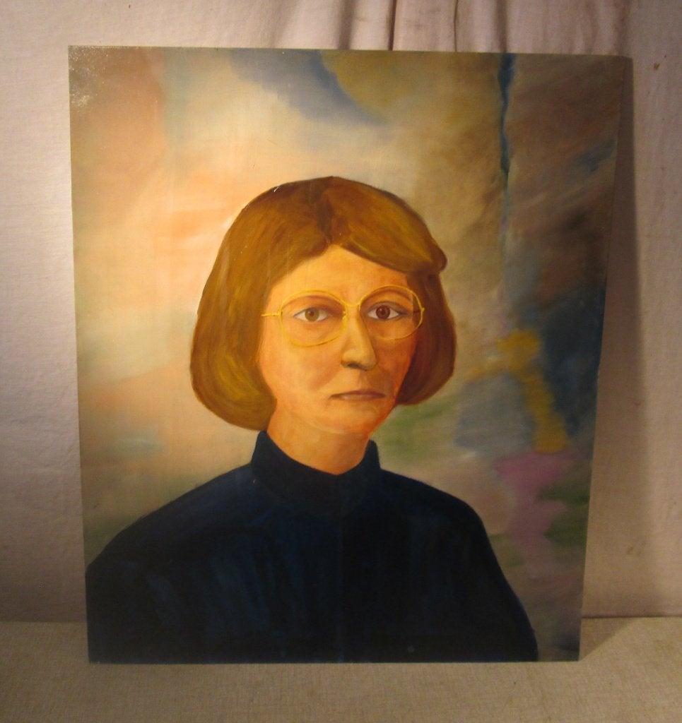 Œuvre magnifiquement peinte « Femme aux lunettes » - 60x50, Antiquités & Art, Enlèvement ou Envoi