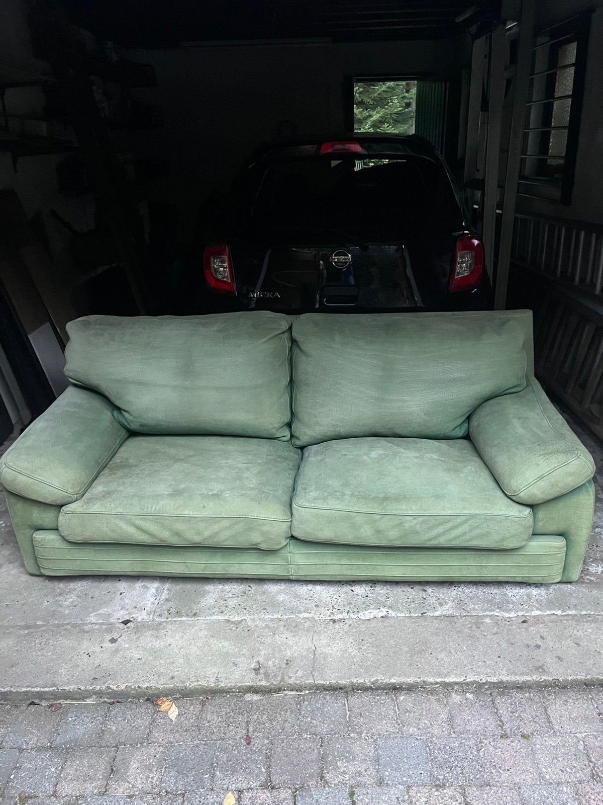 Grote 2 zit in leder - GRATIS OP TE HALEN, Vintage, Enlèvement, Utilisé, Cuir