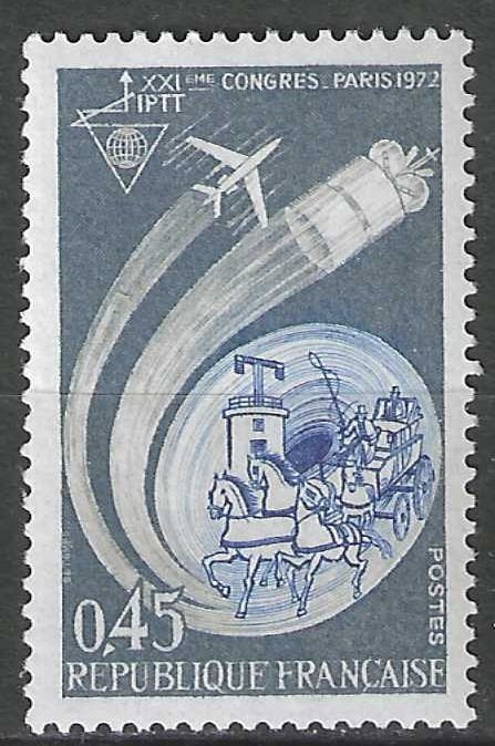 Frankrijk 1972 - Yvert 1721 - XXIe Wereldcongres IPTT (PF), Postzegels en Munten, Verzenden, Postfris