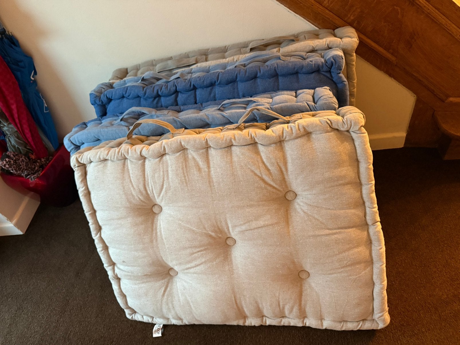 Omkeerbare palletkussens (blauw en grijs), Ophalen, Zo goed als nieuw