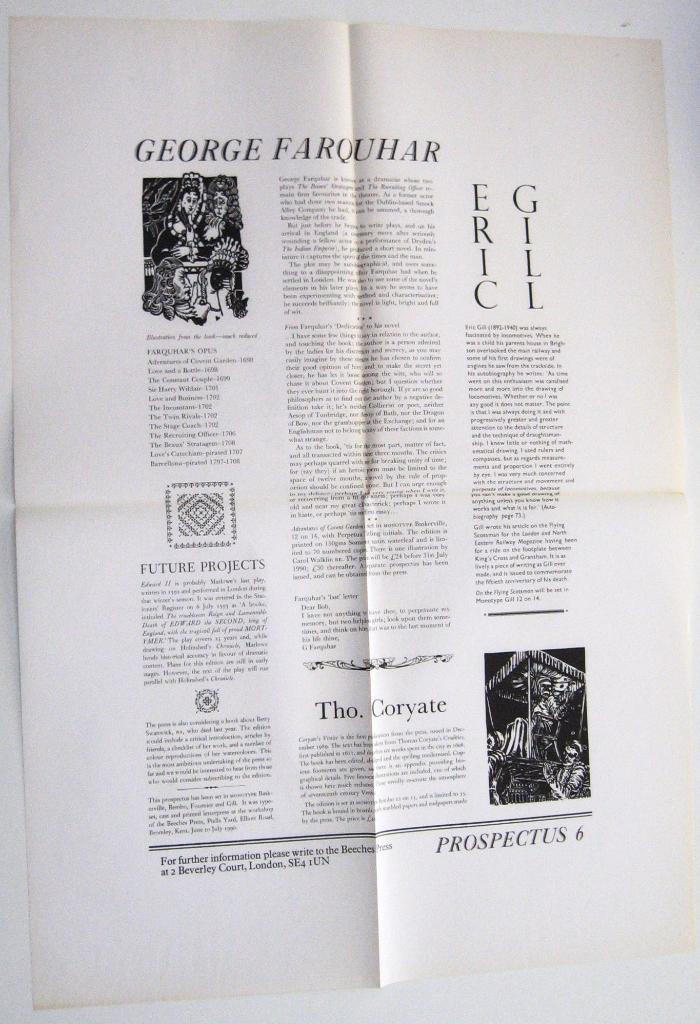 Beeches Press 1990 Prospectus Six, Ophalen of Verzenden, Nederland