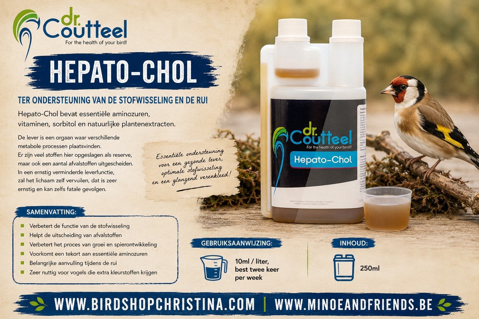 Hepato-Chol 250 ml, (pour favoriser le métabolisme et la mue, Enlèvement