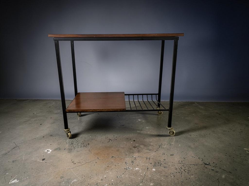vintage houten barcart / bijzettafel / roltafeltje, Ophalen
