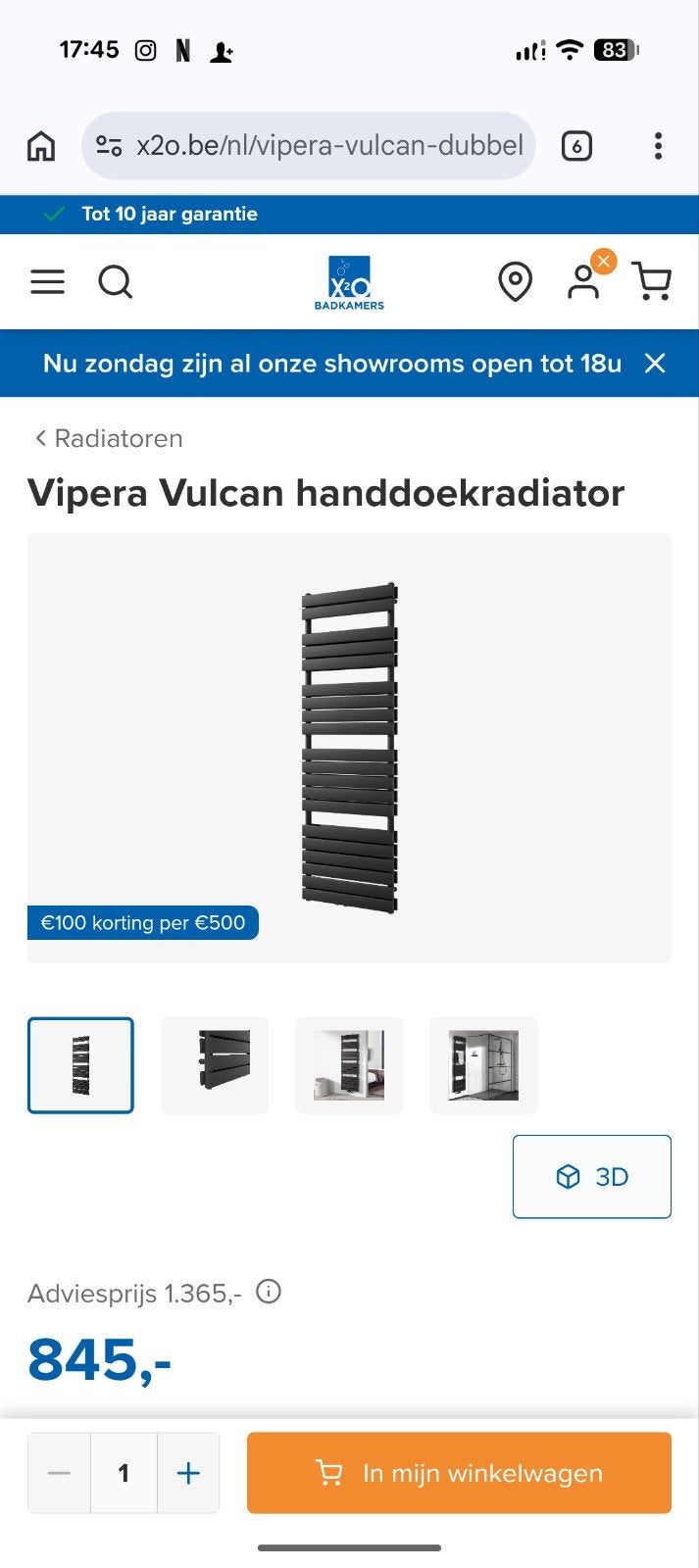 X2o Vipera Vulcan handdoekradiator, Huis en Inrichting, Badkamer | Badkamermeubels, Ophalen
