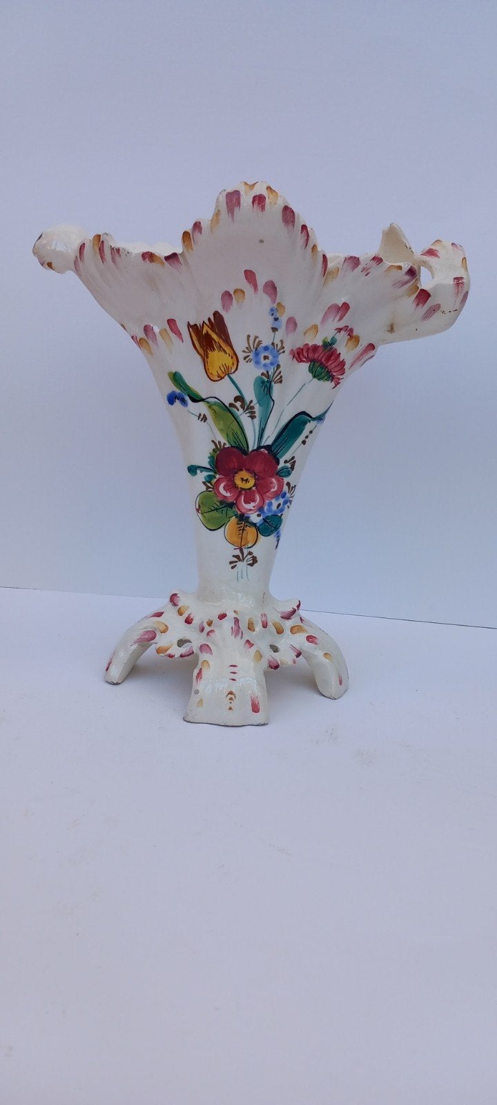Italiaanse Majolica cornet vaas, Antiquités & Art, Enlèvement ou Envoi