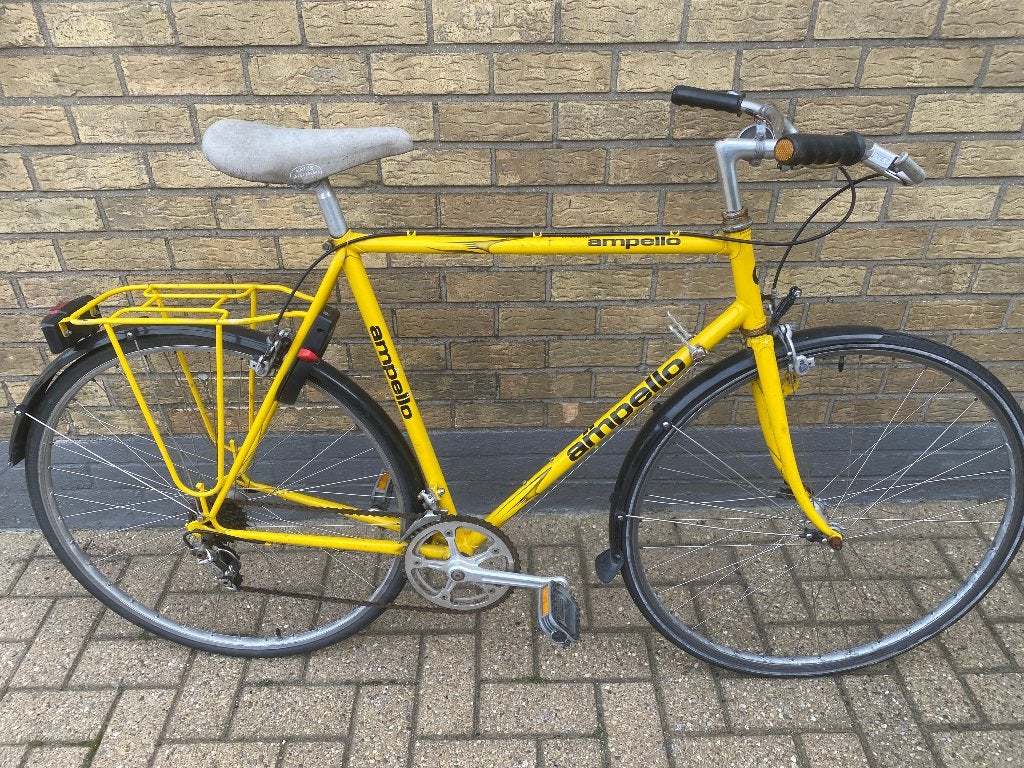herenfiets - geel - ampello, Fietsen en Brommers, Gebruikt, Velgrem, Versnellingen, Ophalen