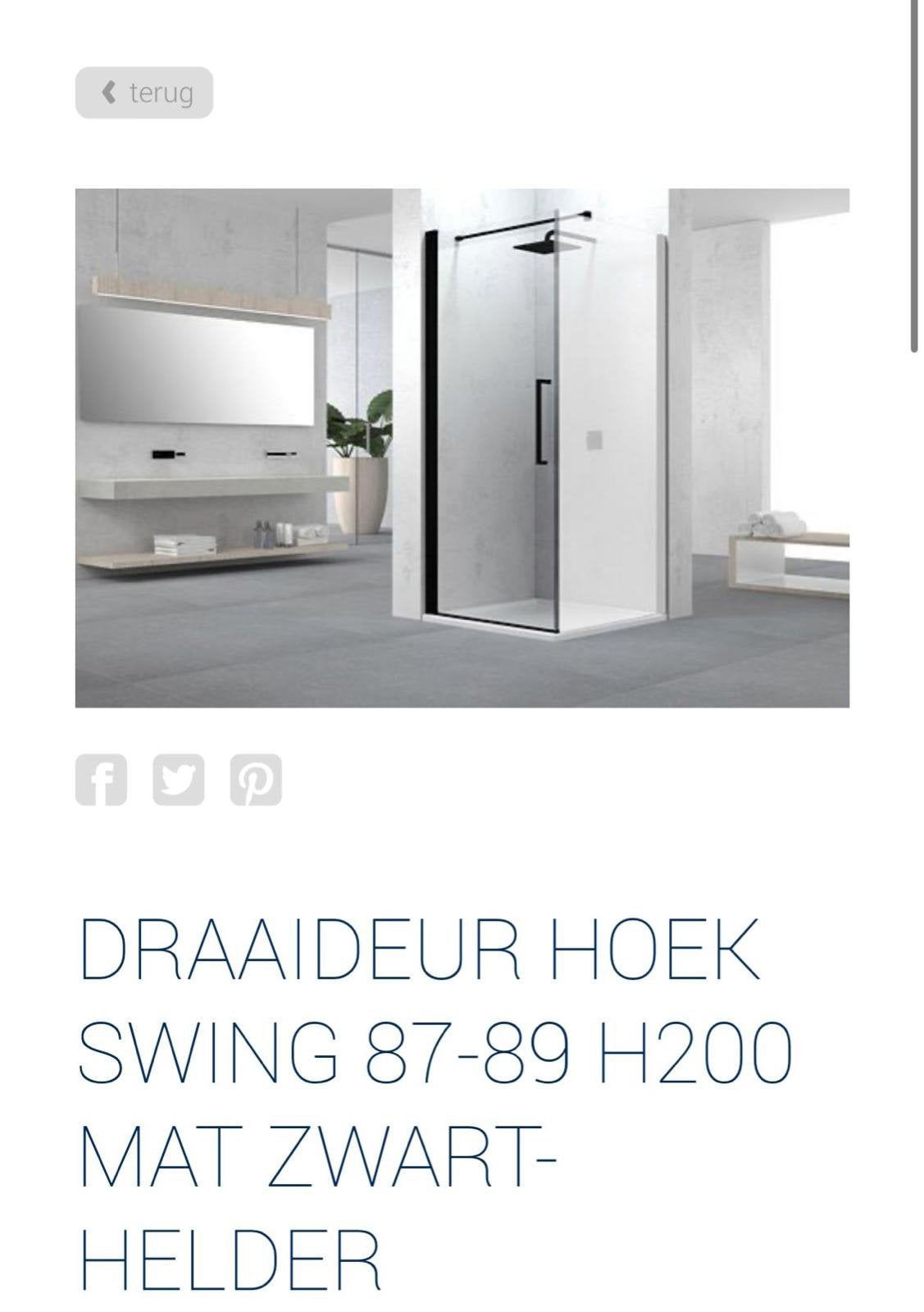 Douchecabine - draaideur + vast paneel nis swing, Ophalen, Nieuw