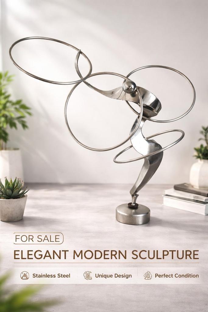 Uniek inox sculptuur - gesigneerd werk van Maurice Barbette(, Ophalen, Handgemaakt, Beeld, Abstract