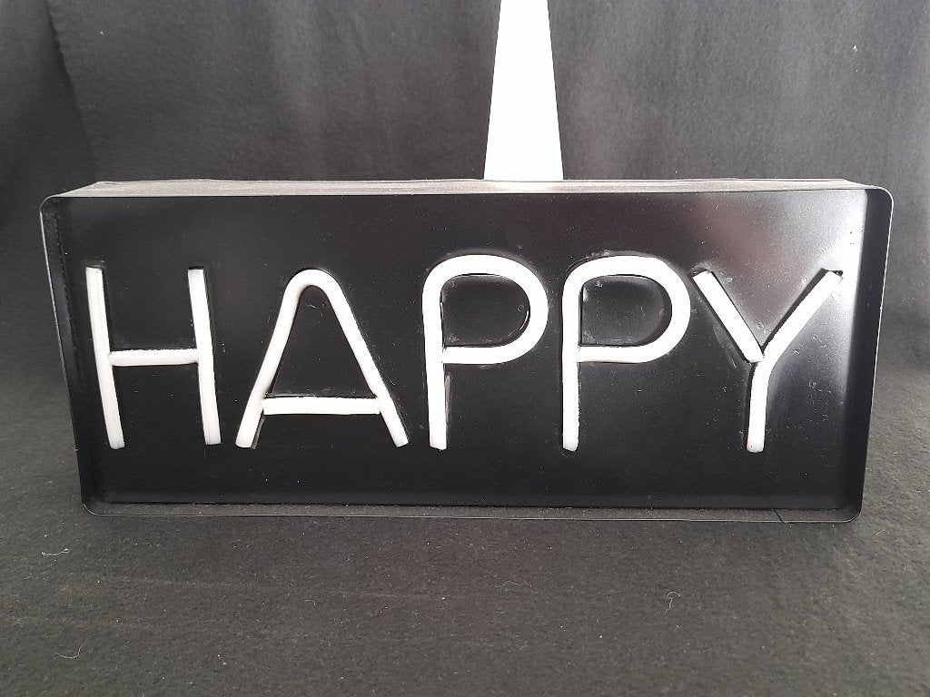 Publicité : Boîte à néons : « HAPPY », Enlèvement
