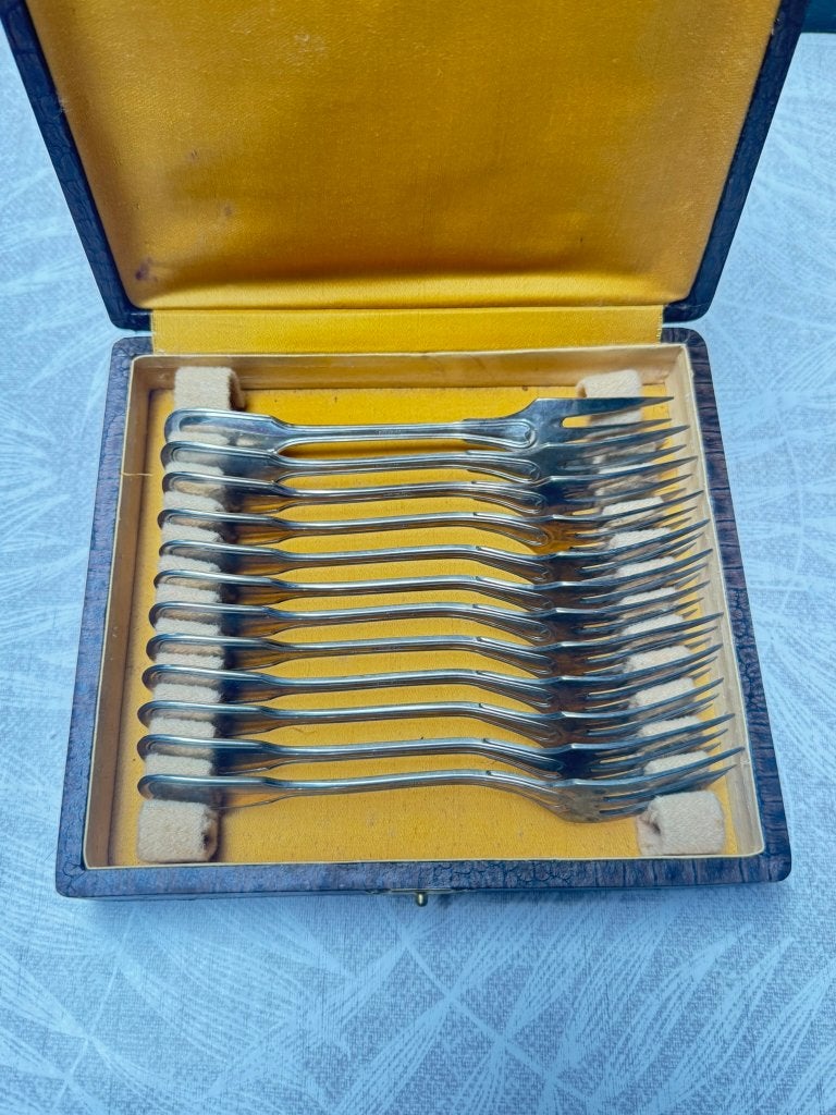 Ensemble de fourchettes à dessert vintage en métal argenté, Enlèvement ou Envoi