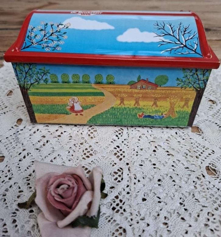 Blik 4 jaargetijden , De Beukelaer, Collections, Boîte en métal, Enlèvement ou Envoi, Utilisé, Biscuits, Autres marques